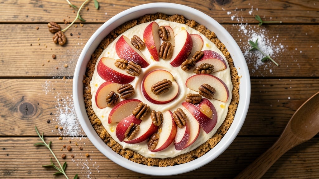 Apple Walnut Cheesecake Recipe: Crunchy Top, Caramelized Apple Streaks