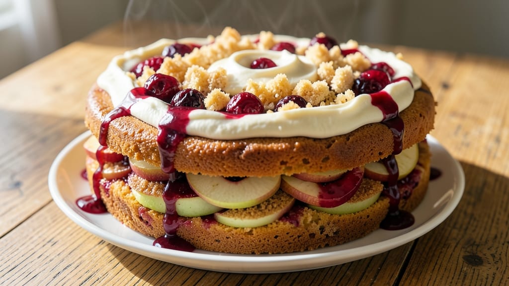 Apple Cranberry Upside-Down Cake Recipe: Warm Spiced Fruit Caramelized Under Buttery Streusel