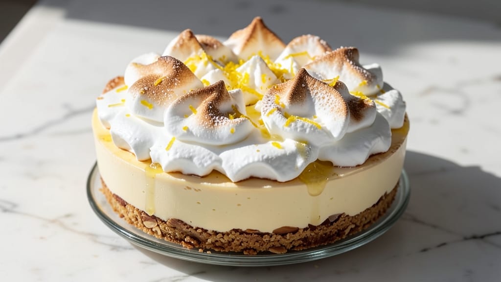 Amalfi Lemon Meringue Cheesecake Recipe: Zesty Italian Twist With Toasted Almond Crust