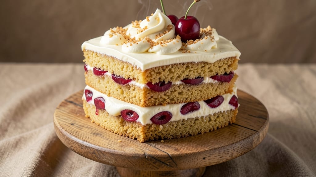 Amaretto Cherry Cake Recipe: Boozy Vanilla Streusel With Tart Cherry Filling
