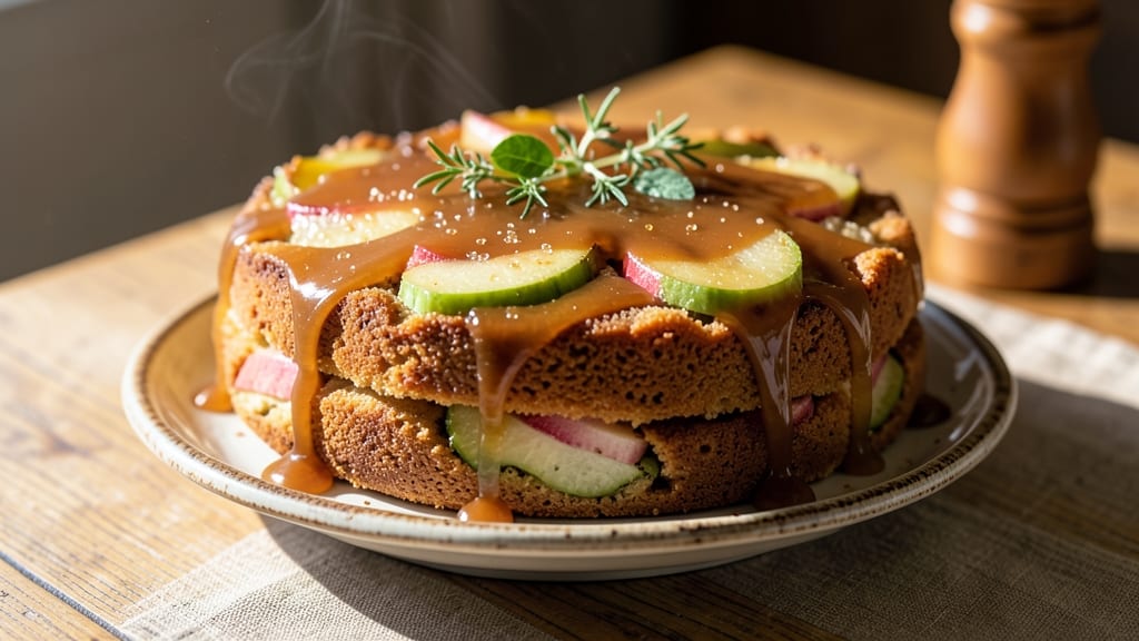 Apple Cake Recipe With Caramel Glaze: Buttery Streusel Crown Over Gooey Apple Filling