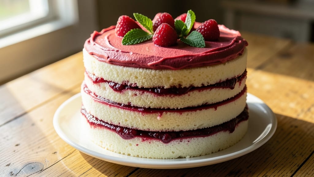 Amish Raspberry Angel Food Cake Recipe: Light-as-Air Layers with Bursting Berries