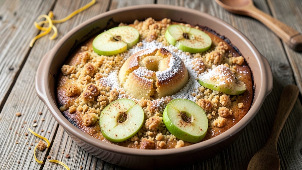 Apple Bake Cake Recipe: Spiced Streusel Crown Over Warm Apple Filling