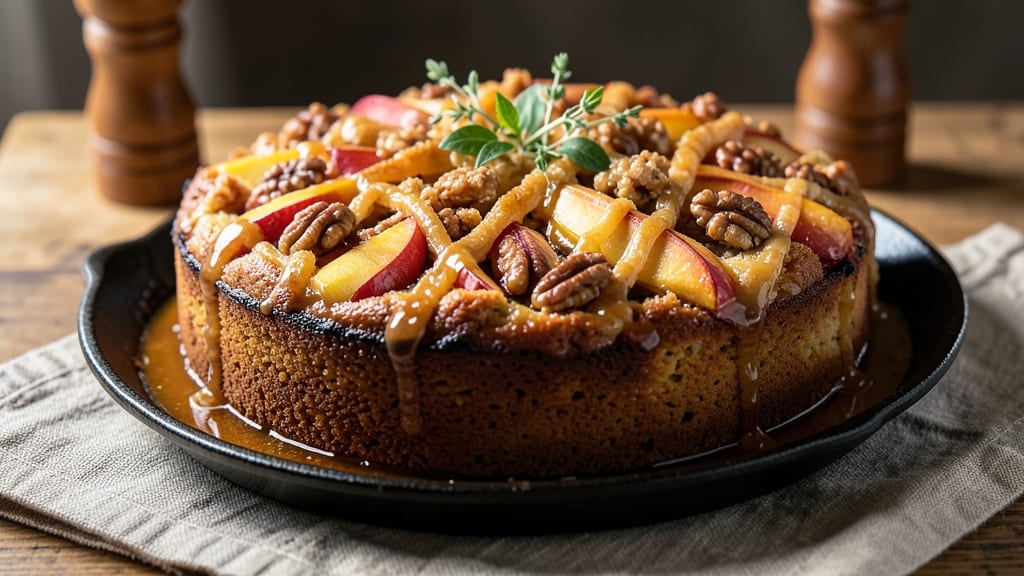Apple Walnut Upside Down Cake Recipe: Caramelized Fruit Base With Nutty Crunch