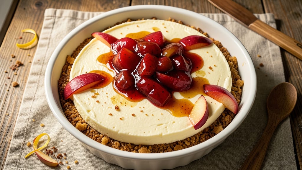 Apple Brandy Cheesecake Recipe: Boozy Caramelized Top and Creamy Vanilla Core