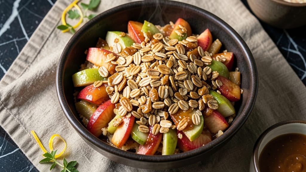 Apple Crisp Recipe With Cake Mix and Oatmeal: Warm Spiced Streusel Over Juicy Apple Filling