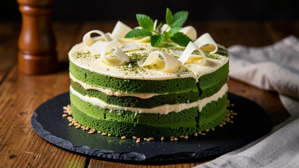 Asian Style Cake Recipe: Matcha White Chocolate Layers with Silky Ganache
