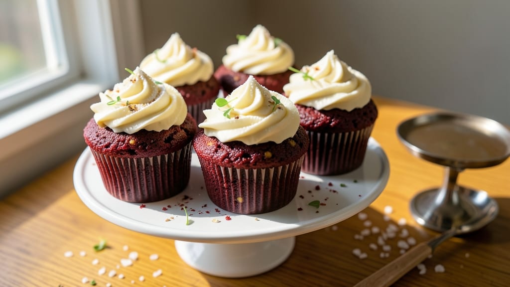Auntie Em's Red Velvet Cupcakes Recipe: Velvety Layers With Cream Cheese Frosting Swirls