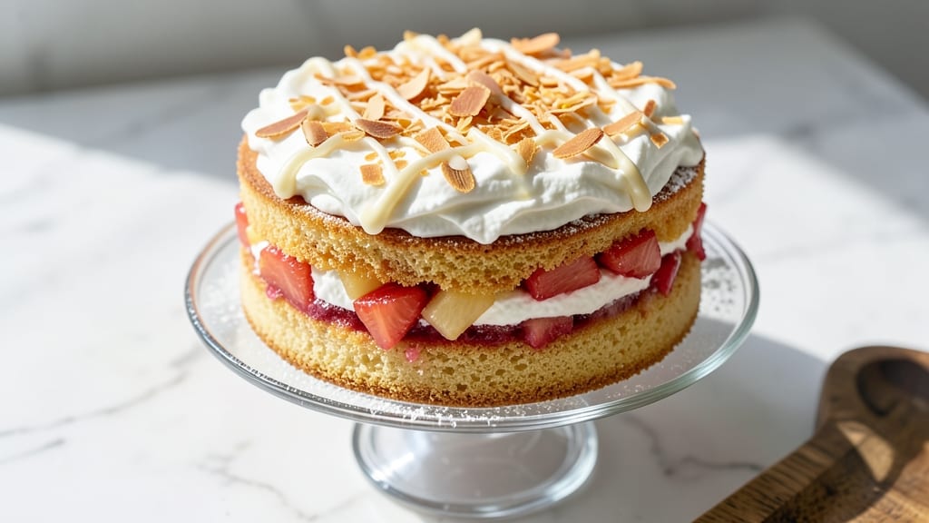 Ambrosia Pineapple Cake Recipe: Tropical Layers With Creamy Coconut Swirl