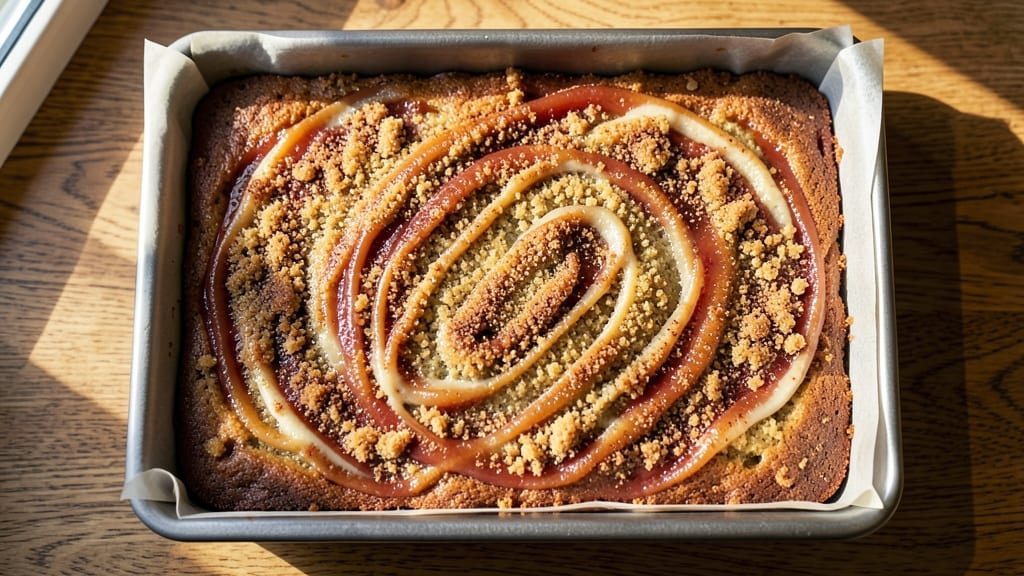 Applesauce Coffee Cake With Crumb Topping Recipe: Spiced Apple Filling and Buttery Crunch Combo